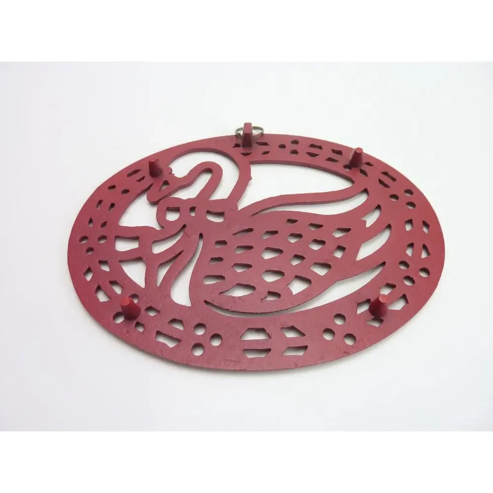 Vintage Red Cast Iron Trivet Goose Country Farmhouse Kitchen Decor Wall Hanging